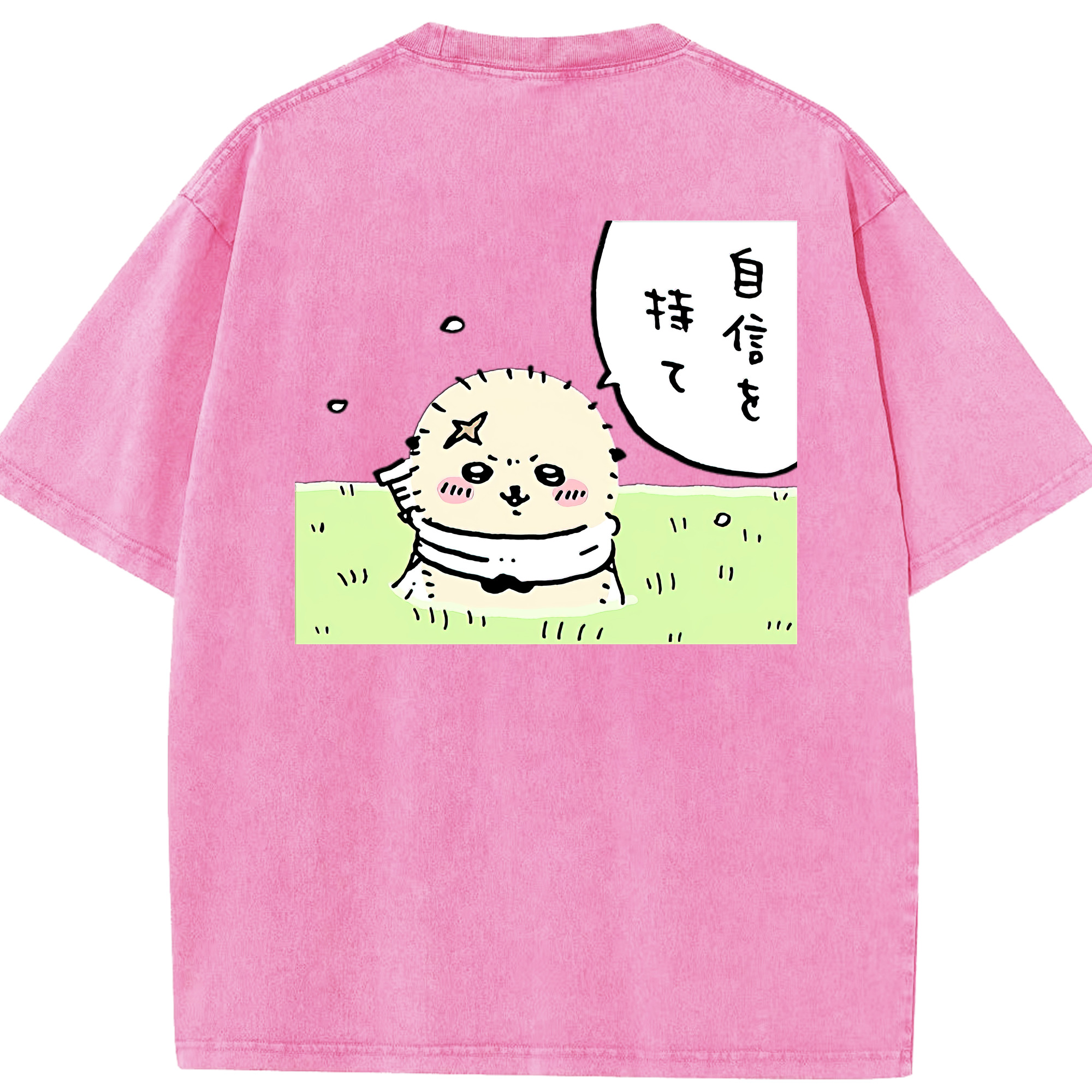 （画像用） ちいかわ ラッコ Chii-kawa Sea otter 綿100% ヴィンテージ風 半袖Tシャツ（背面プリント）